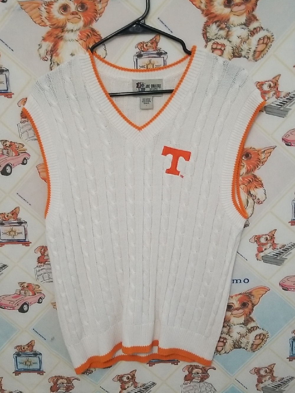 Vintage Joe College Sports L NCAA Tennessee Volunteers Cable Knit Sweater Vest